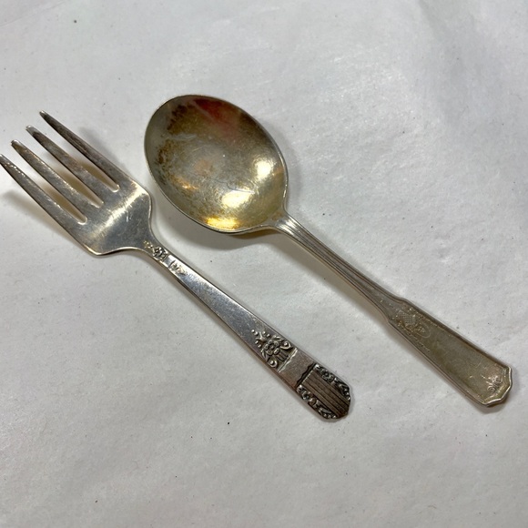 6-pc Vintage Silver Plate Nursery Forks and Spoons - Picture 7 of 16